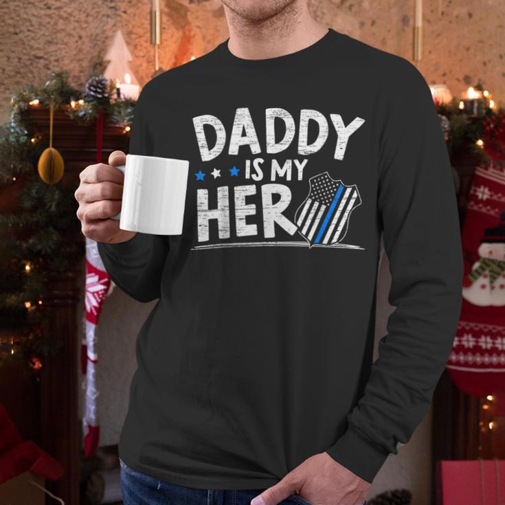 Daddy Is My Hero Kids Police Thin Blue Line Law Enforcement Small Men Long Sleeve T-Shirt Daddy Is My Hero Kids Police Thin Blue Line Law Enforcement Small Men Long Sleeve T-Shirt