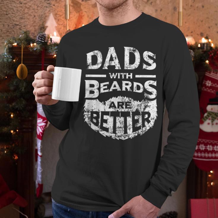 Dads With Beards Are Better Distressed Men Long Sleeve T-Shirt