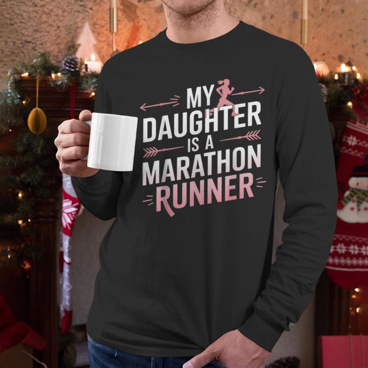 My Daughter Is A Marathon Runner Proud Mom & Dad Men Long Sleeve T-Shirt