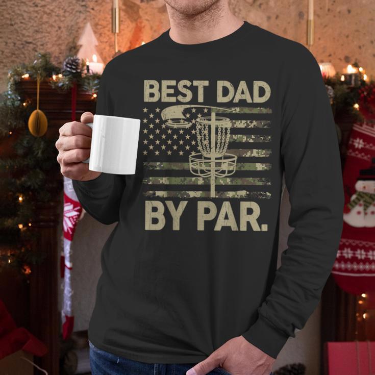 Disc Golf Frisbee Best Dad Par Camo US Flag Golfer Men Long Sleeve T-Shirt