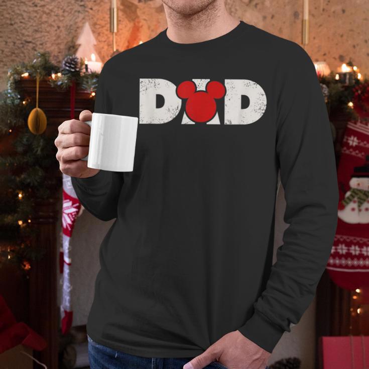 Disney Mickey And Friends Dad Mickey Distressed Text Logo Men Long Sleeve T-Shirt