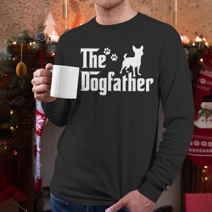 The Dogfather Tee Dad Dog Lover Chihuahua Men Long Sleeve T-Shirt