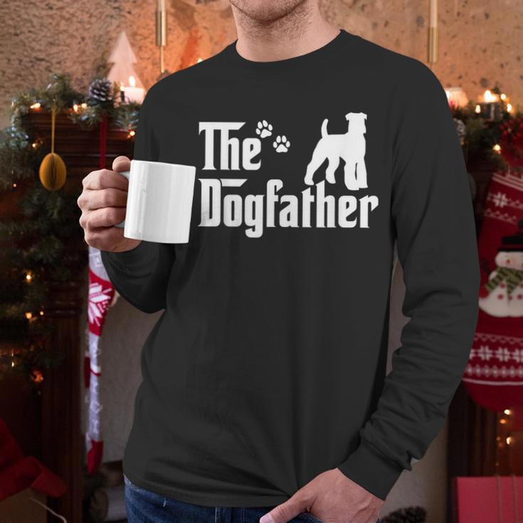 The Dogfather Tee Fathers Day Dad Dog Lover Schnauzer For Men Women Girls Kids Men Long Sleeve T-Shirt