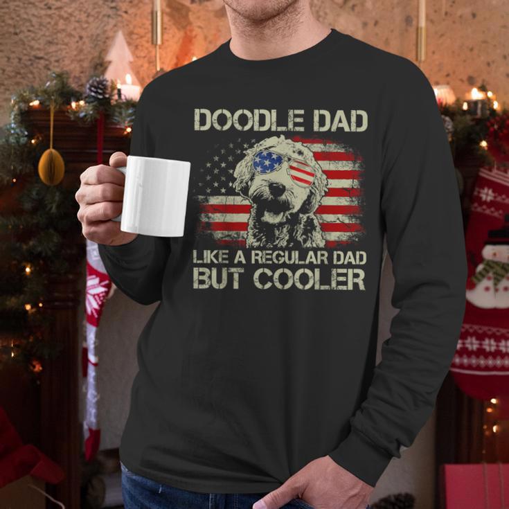 Doodle Dad Goldendoodle Regular Dad But Cooler American Flag Men Long Sleeve T-Shirt