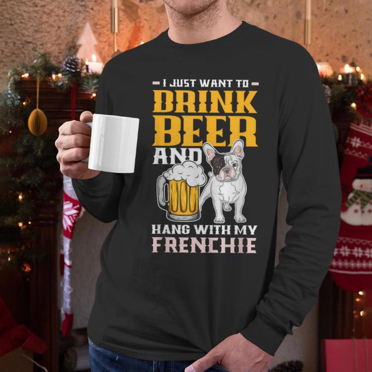 Drink Beer & Hang With My Frenchie French Bulldog Dad For Men Women Men Long Sleeve T-Shirt