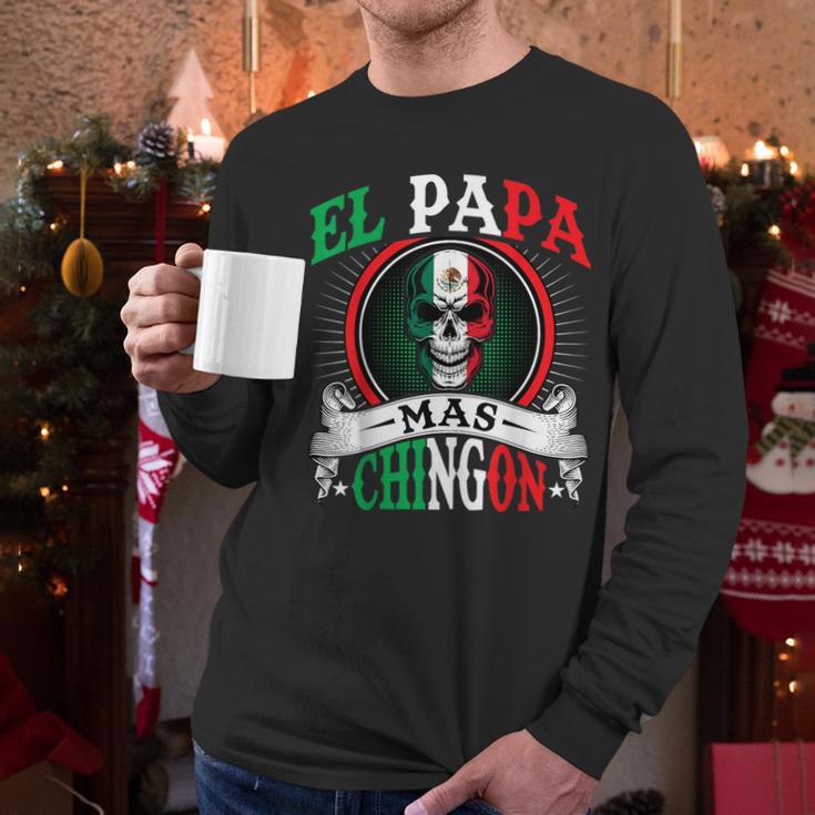 El Papa Mas Chingon Mexican Dad Husband Regalo Flag Men Long Sleeve T-Shirt