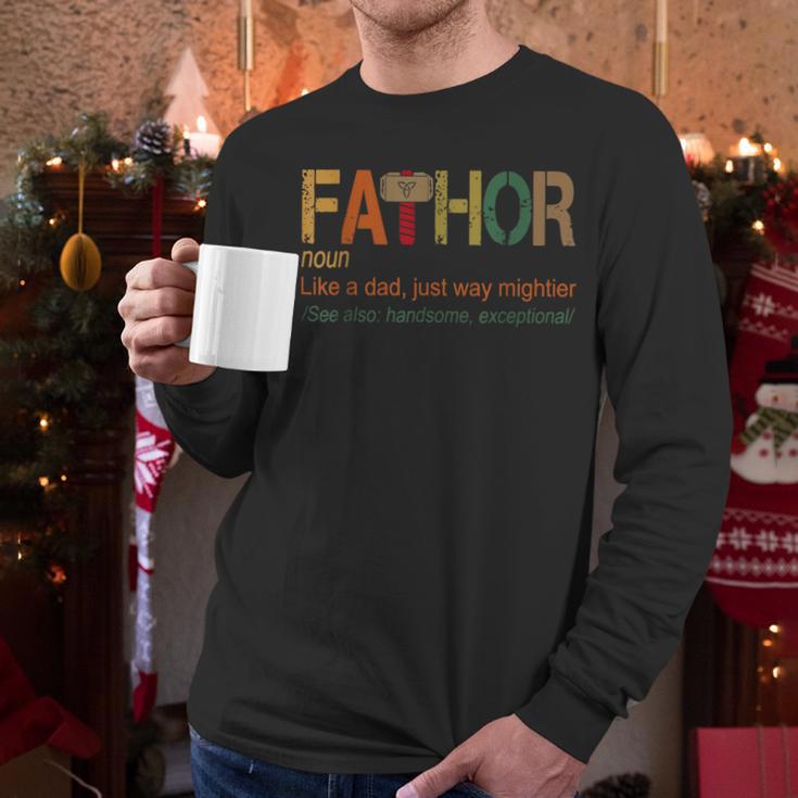 FA-Thor Like Dad Just Way Mightier Hero Fathers Day Small Men Long Sleeve T-Shirt