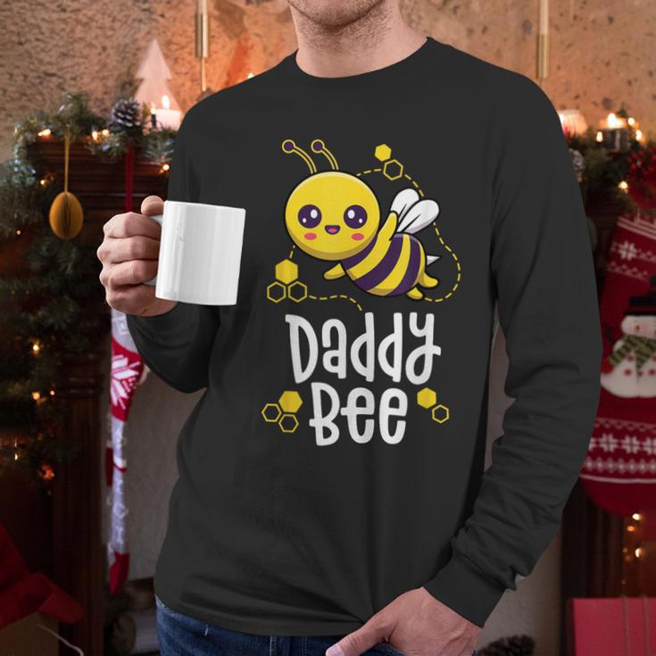 Family Bee Shirts Dad Daddy First Bee Day Outfit Birthday Men Long Sleeve T-Shirt