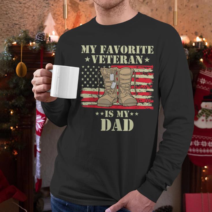 Father Veterans Day My Favorite Veteran Is My Dad Proud Kids Men Long Sleeve T-Shirt