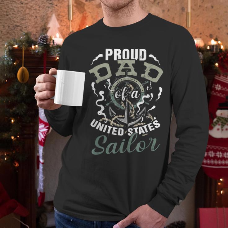 Fathers Day Proud Dad Of A United States Anchor Sailor Men Long Sleeve T-Shirt