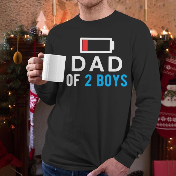 Father's Day Tee Dad Of 2 Boys Man Idea Men Long Sleeve T-Shirt