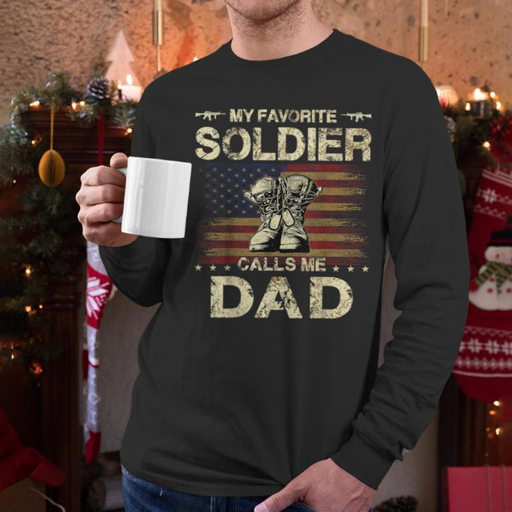 My Favorite Solider Calls Me Dad Proud Army Dad Men Long Sleeve T-Shirt
