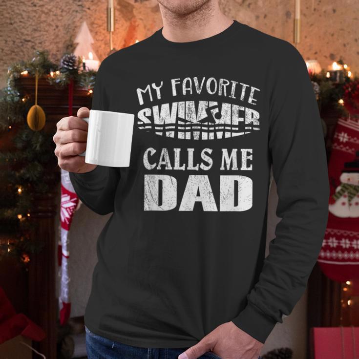 My Favorite Swimmer Calls Me Dad Vintage Swim Pool Men Long Sleeve T-Shirt My Favorite Swimmer Calls Me Dad Vintage Swim Pool Men Long Sleeve T-Shirt