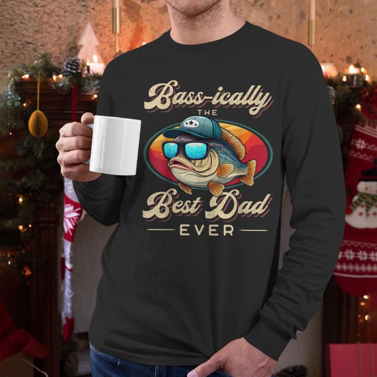 Fishing Father's Day Dad Fisherman Birthday Graphic Men Long Sleeve T-Shirt
