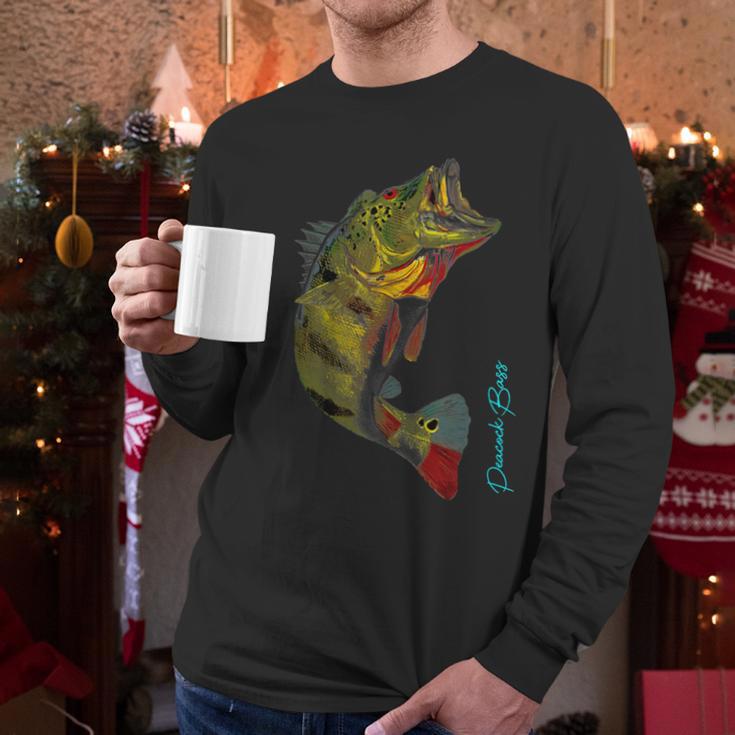 Fishing Shirts PEACOCK BASS Fishing Art Shirt For Dad Men Long Sleeve T-Shirt