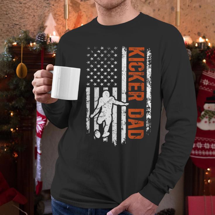 Football Kicker Dad Of A Football Kicker Father US Flag Men Long Sleeve T-Shirt