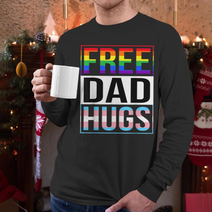 Free Dad Hugs LGBT Gay Pride Month Transgender Rainbow Flag Men Long Sleeve T-Shirt