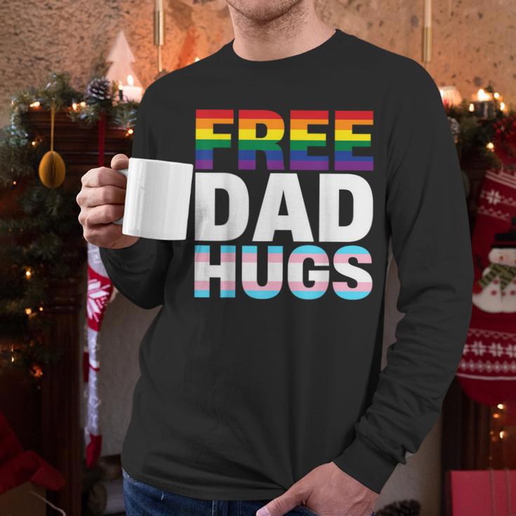 Free Dad Hugs Pride Flag Month LGBTQ Transgender Support Men Long Sleeve T-Shirt