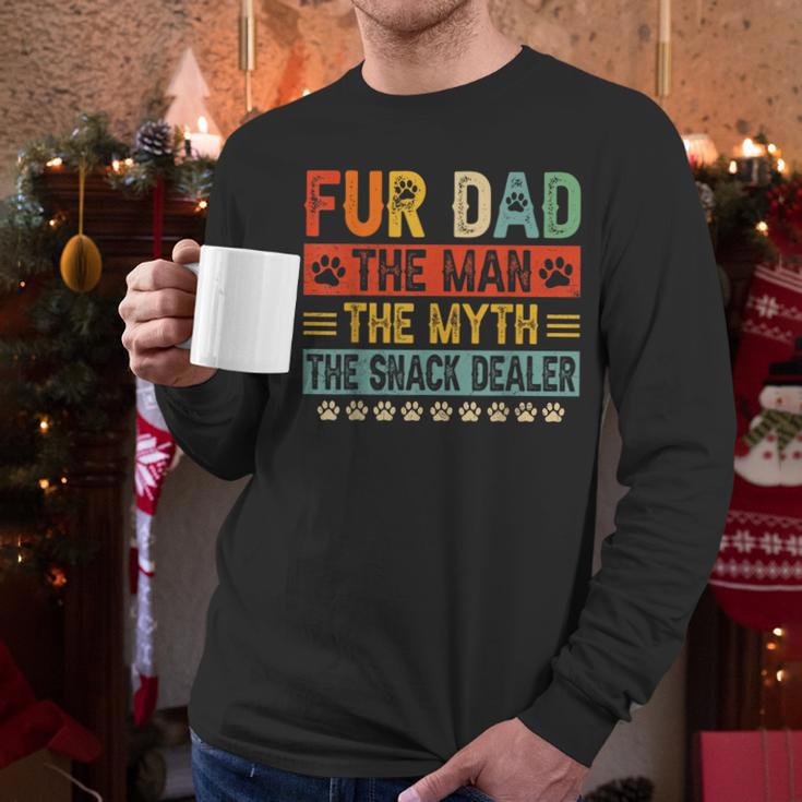 Fur Dad Man Myth Snack Dealer Paw Cat Dog Father's Day Men Long Sleeve T-Shirt