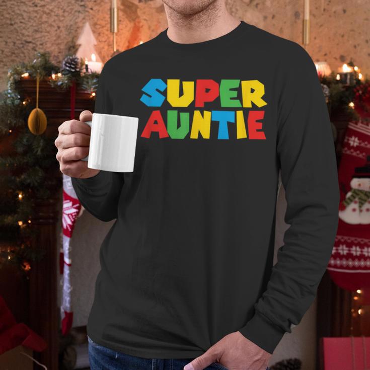 Gamer Aunt Super Auntie Gaming Matching Dad & Mom Kids Men Long Sleeve T-Shirt