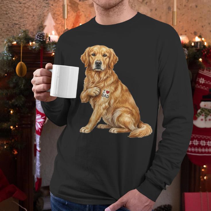 Golden Retriever I Love Dad Dog Dad Father's Day Men Long Sleeve T-Shirt