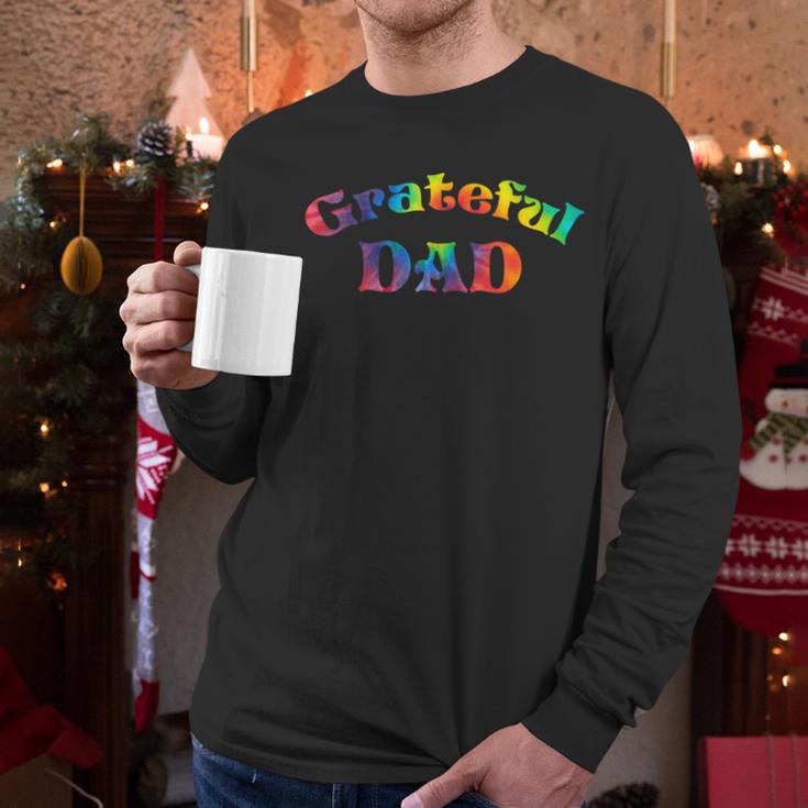 Grateful Dad Fathers Day Tie Dye Letters Shirt For Dads Men Long Sleeve T-Shirt