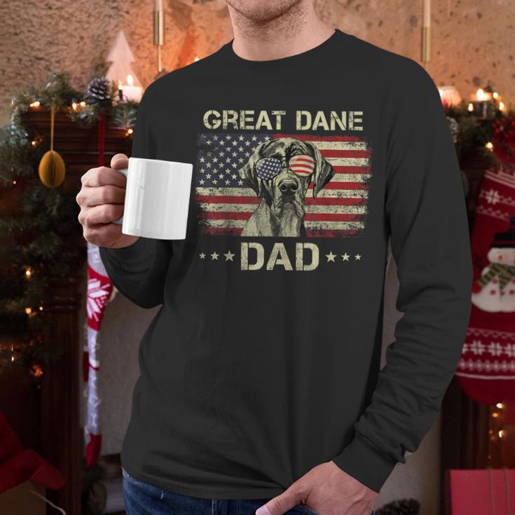 Great Dane Dad Dog Lovers American Flag 4th Of July Men Long Sleeve T-Shirt Great Dane Dad Dog Lovers American Flag 4th Of July Men Long Sleeve T-Shirt