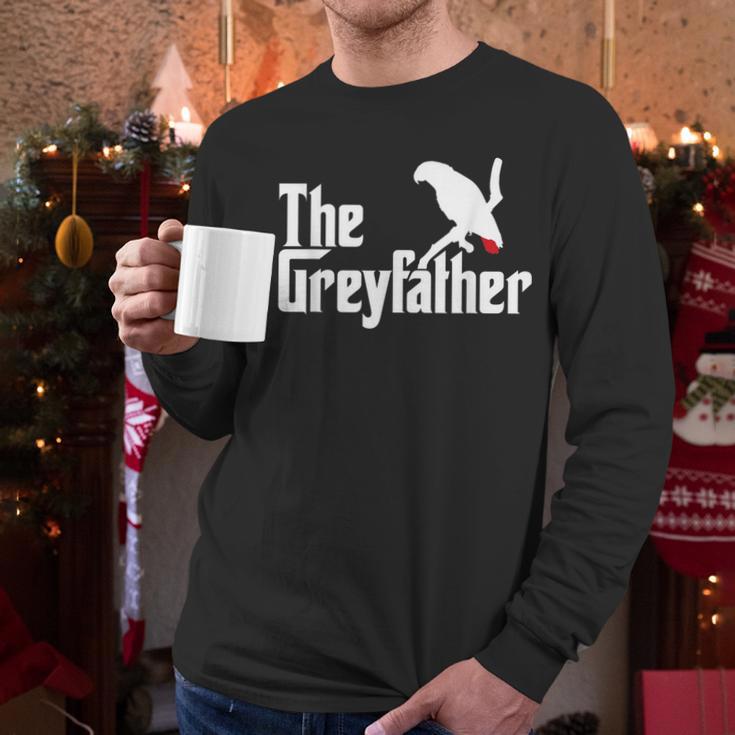 The Greyfather African Grey Parrot Lovers Bird's Dad Men Long Sleeve T-Shirt