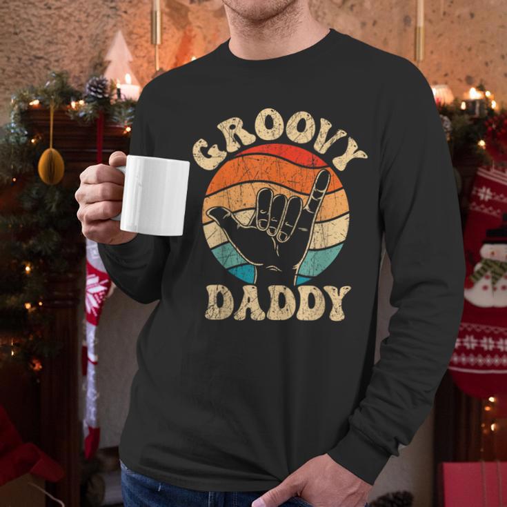 Groovy Daddy 70s Aesthetic Nostalgia 1970's Retro Groovy Dad Men Long Sleeve T-Shirt