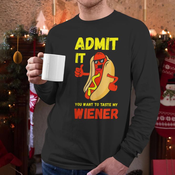 Hilarious Hot Dog Dad Joke Text Pun Dirty Joke -Barbecue Men Long Sleeve T-Shirt