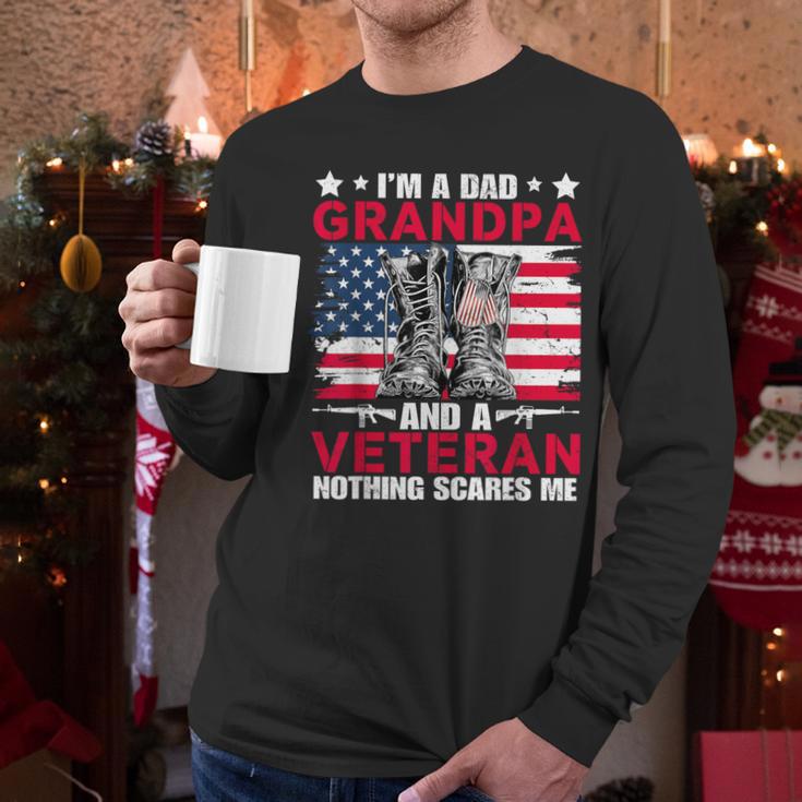 I'm A Dad Grandpa And Veteran Papa Grandpa Fathers Day Men Men Long Sleeve T-Shirt