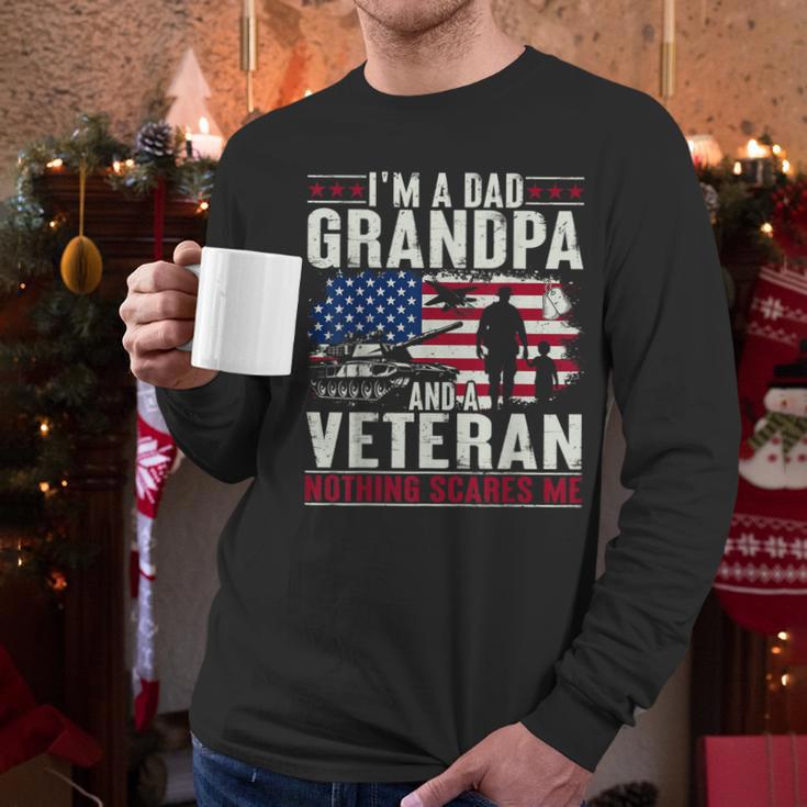 I'm A Dad Grandpa And Veteran Retro Papa Grandpa Men Long Sleeve T-Shirt