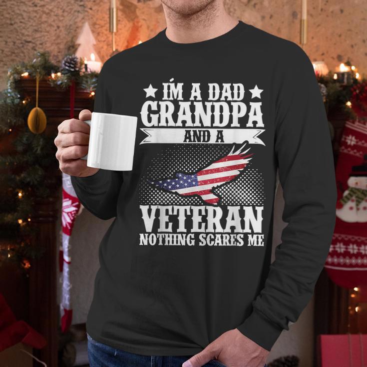 I'm A Dad Grandpa And A Veteran US Flag Veterans Day Men Long Sleeve T-Shirt