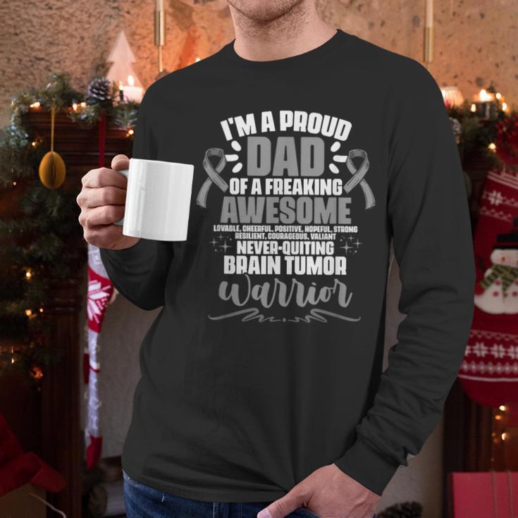 I'm A Proud Dad Brain Tumor Warrior Brain Tumor Survivor Men Long Sleeve T-Shirt
