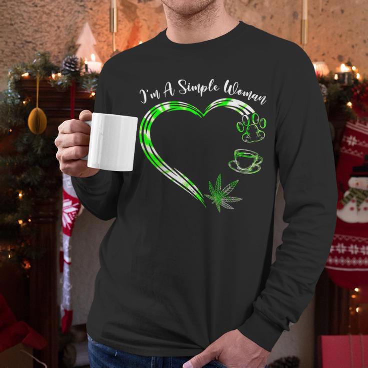 I'm A Simples Woman Loves Weed Coffee And Dog Dad Mom Men Long Sleeve T-Shirt