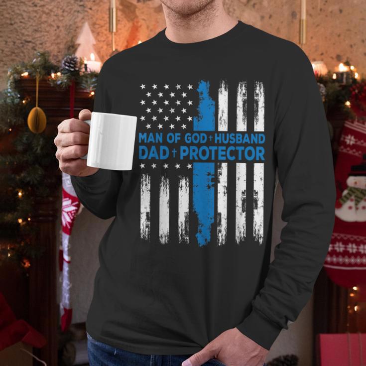 Jesus God Religious Man Of God Husband Dad Protector Men Long Sleeve T-Shirt