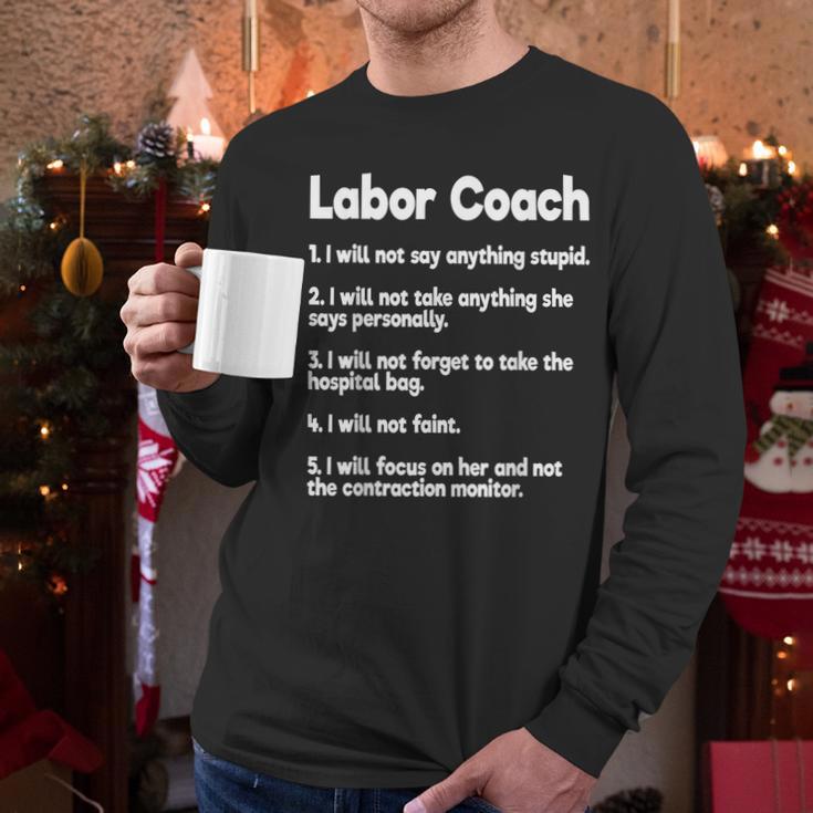 Labor Coach Expecting Dad Rules Papa Baby Men Long Sleeve T-Shirt