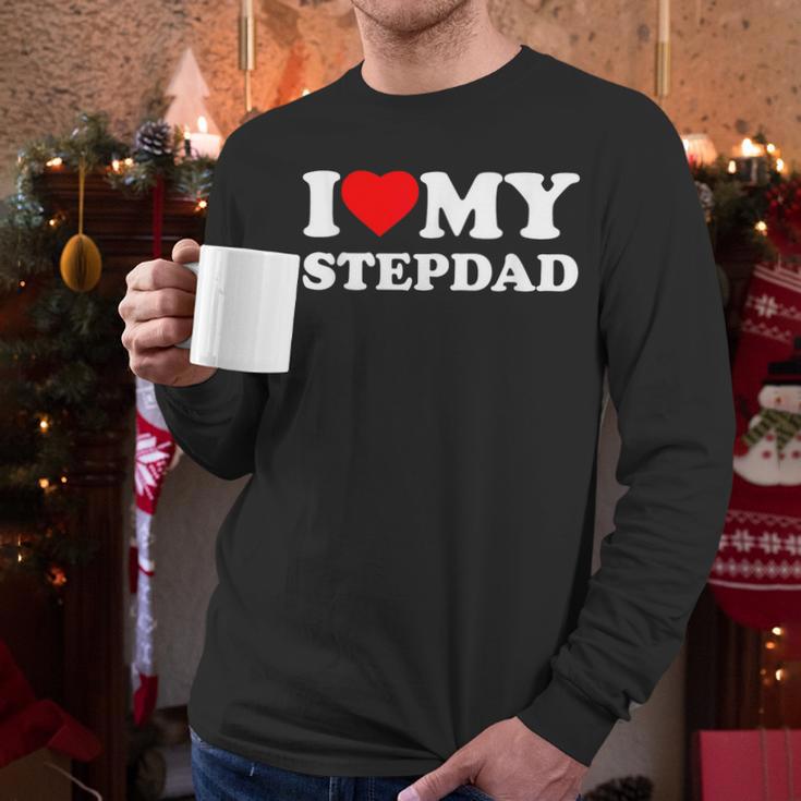 I Love My Step-Dad Heart Family Grandpa StepDad Bonus Dad Men Long Sleeve T-Shirt