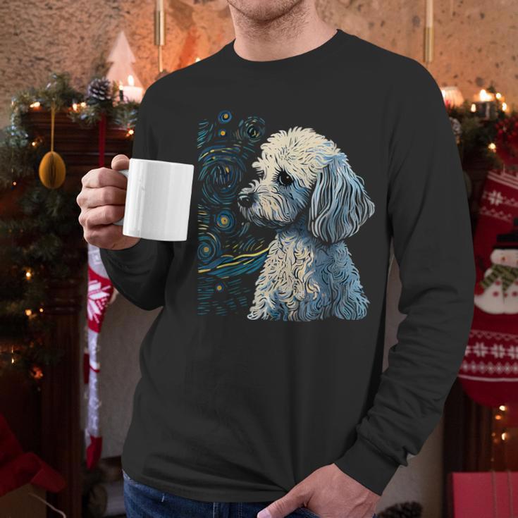 Maltipoo Starry Night Van Gogh Maltipoo Mom Dad Owner Men Long Sleeve T-Shirt