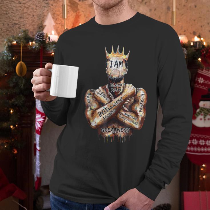 I Am Man King Powerful Dad Afro Melanin Black History Men Long Sleeve T-Shirt