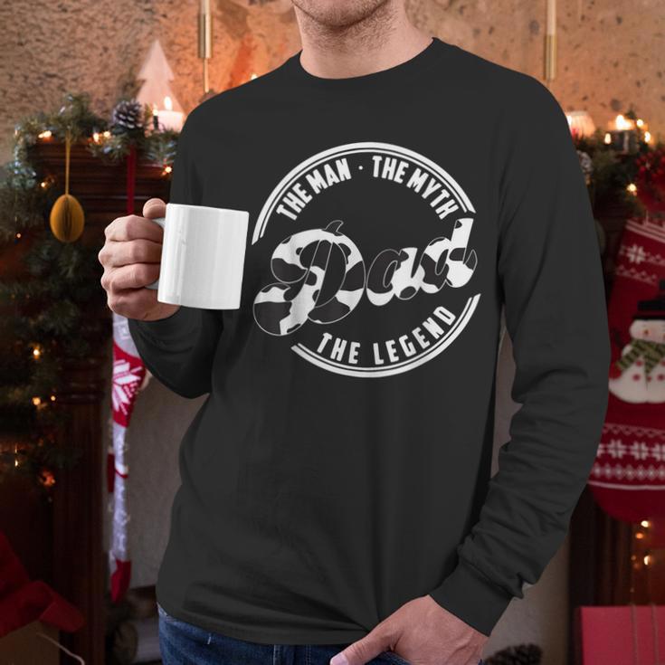 The Man The Myth The Legend Daddy Love Cows Dad Cow Print Men Long Sleeve T-Shirt