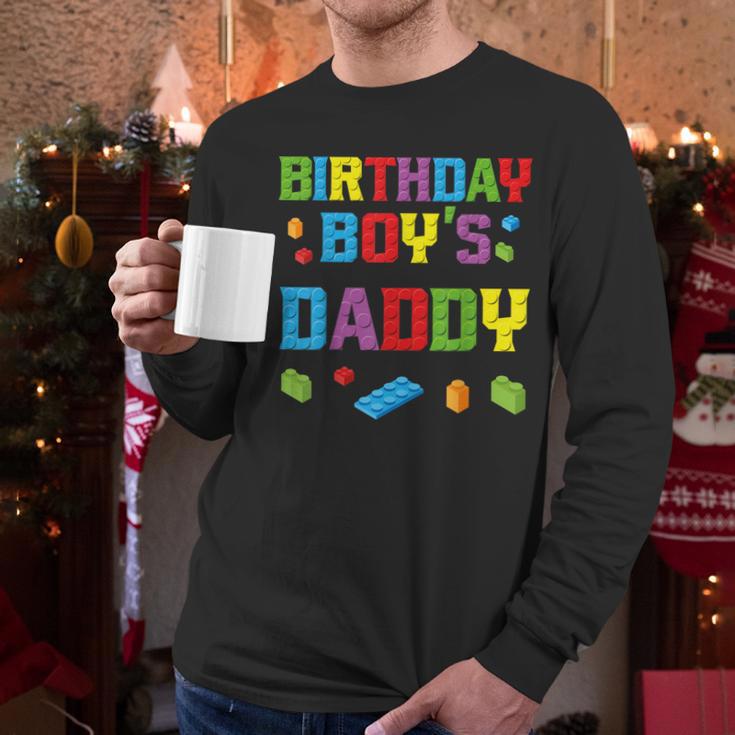 Master Builder Birthday Boy's Daddy Building Bricks Blocks Men Long Sleeve T-Shirt