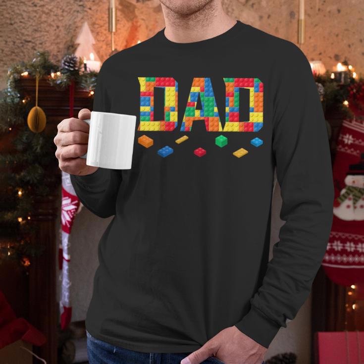 Master Builder Dad Birthday Boy Building Bricks Blocks Daddy Men Long Sleeve T-Shirt