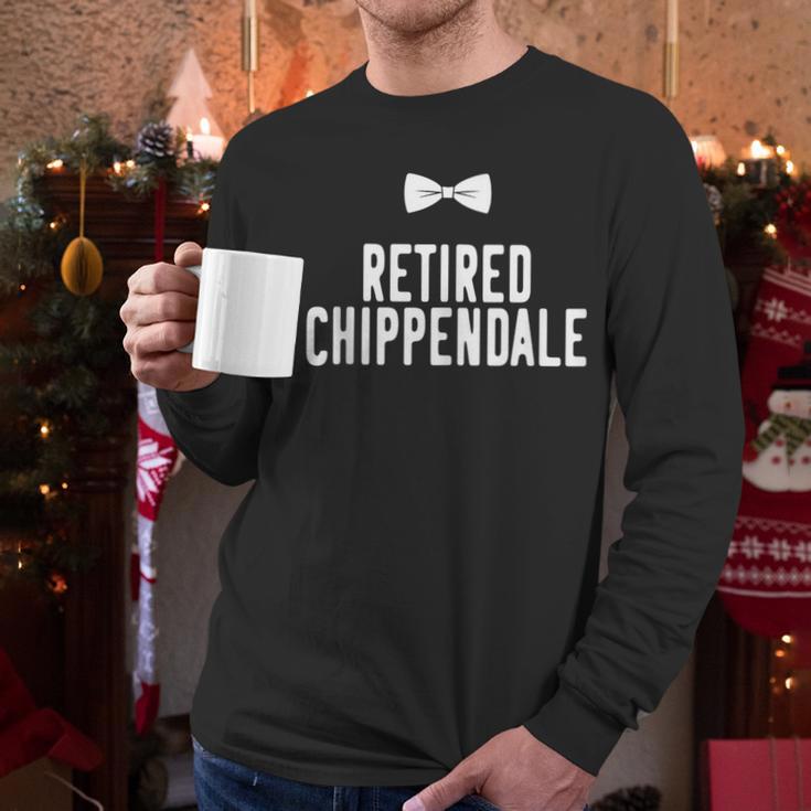 Men Dad Bod Joke Ex Male Dancer Humor Retired Chippendale Men Long Sleeve T-Shirt