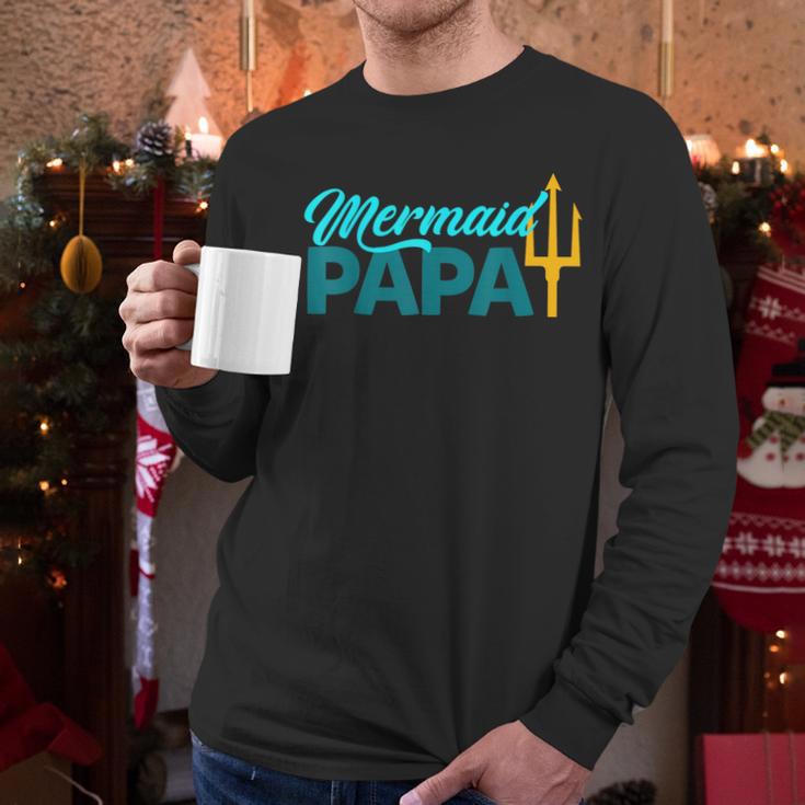 Mermaid Dad Mermaid Papa Grandpa Security Party Small Men Long Sleeve T-Shirt