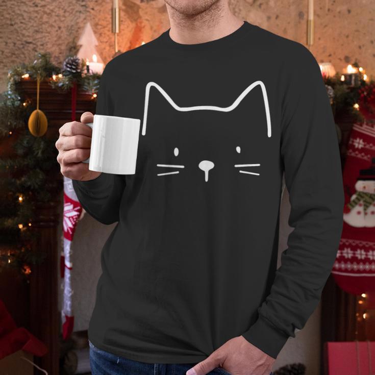 Minimalist Cat Mom Cat Dad Men Kids Women Cat Men Long Sleeve T-Shirt