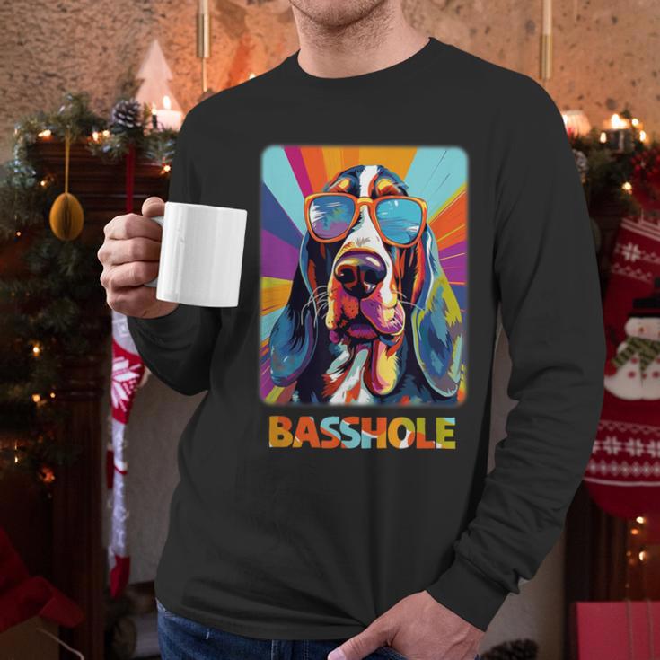Mom & Dad Of a Basshole Basset Hound With Glasses -Adults Short Sleeve Men Long Sleeve T-Shirt