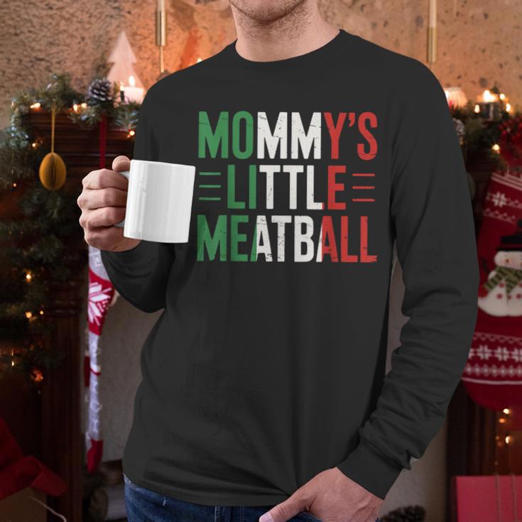 Mommy's Little Meatball Italian Quote Family Dad Mom Kids Men Long Sleeve T-Shirt