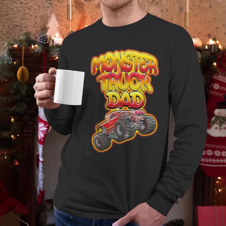 Monster Truck Dad Hot Red Graffiti Style Men Long Sleeve T-Shirt
