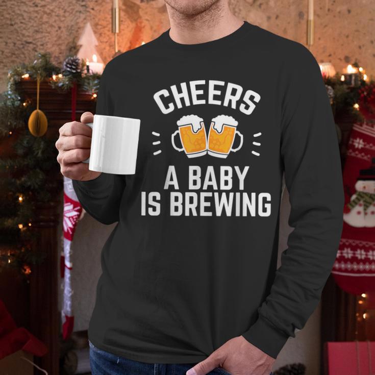 New Dad Baby Shower Cheers A Baby Is Brewing Men Long Sleeve T-Shirt